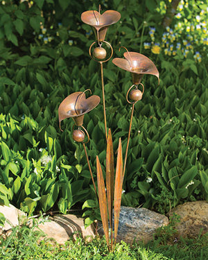 Triple Calla Lily Garden Stake