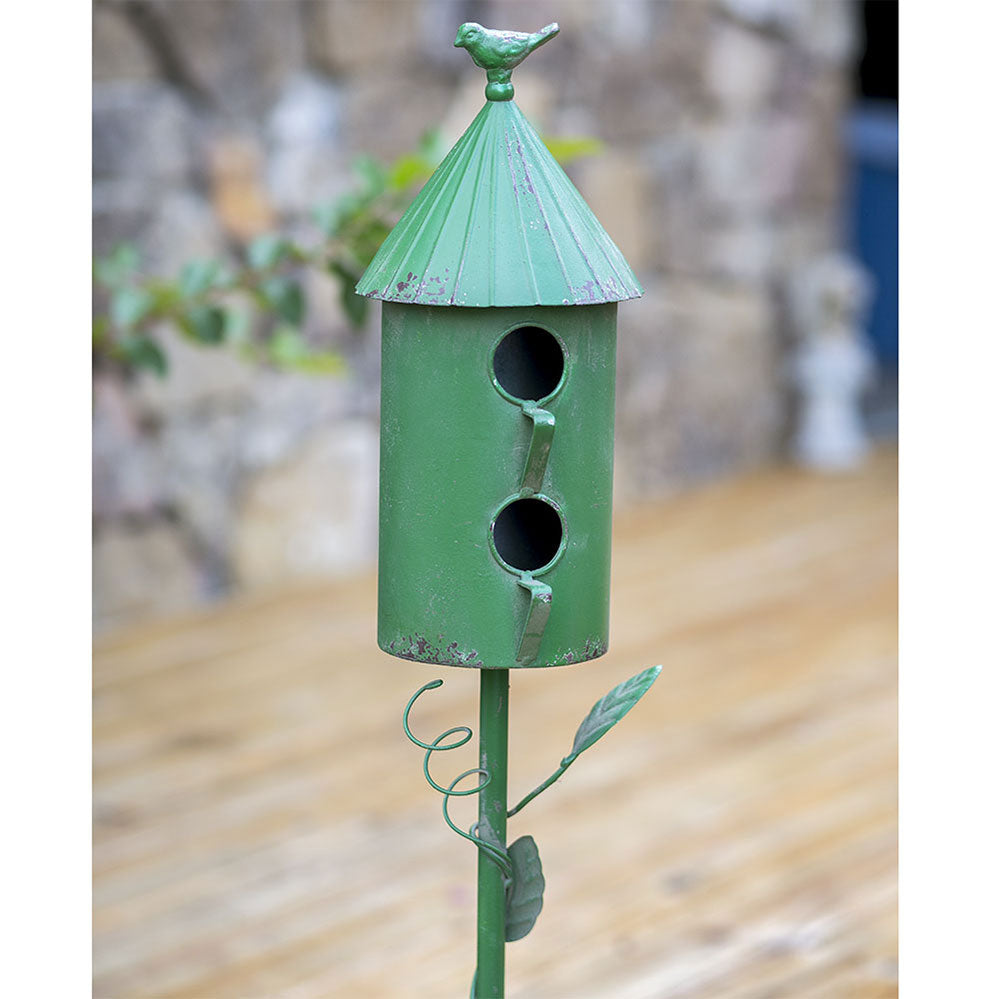 Morning Glory Garden Stake Bird House Sunny with Thunderstorms