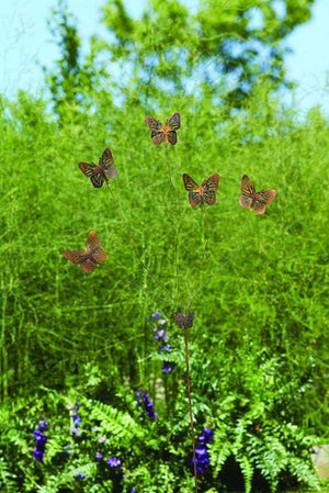 Flamed Metal Butterfly Flutterer Garden Stake