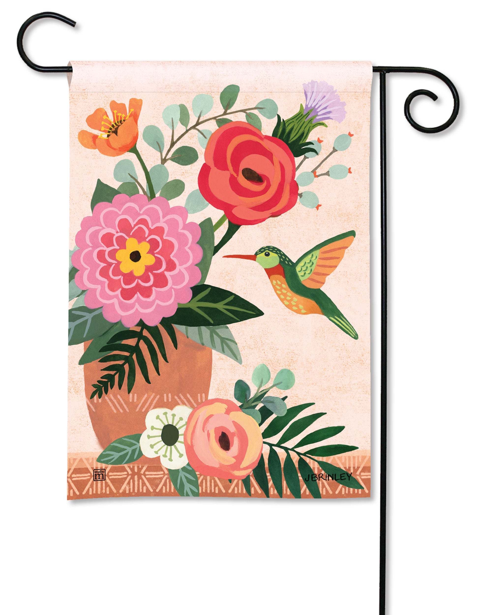 Floral Garden Flag on Stake