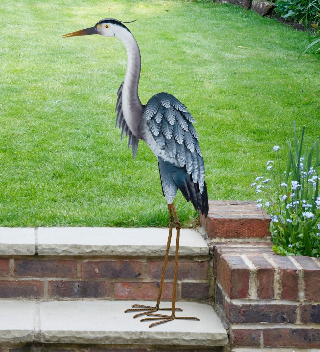 Blue Heron with Head Up Statue