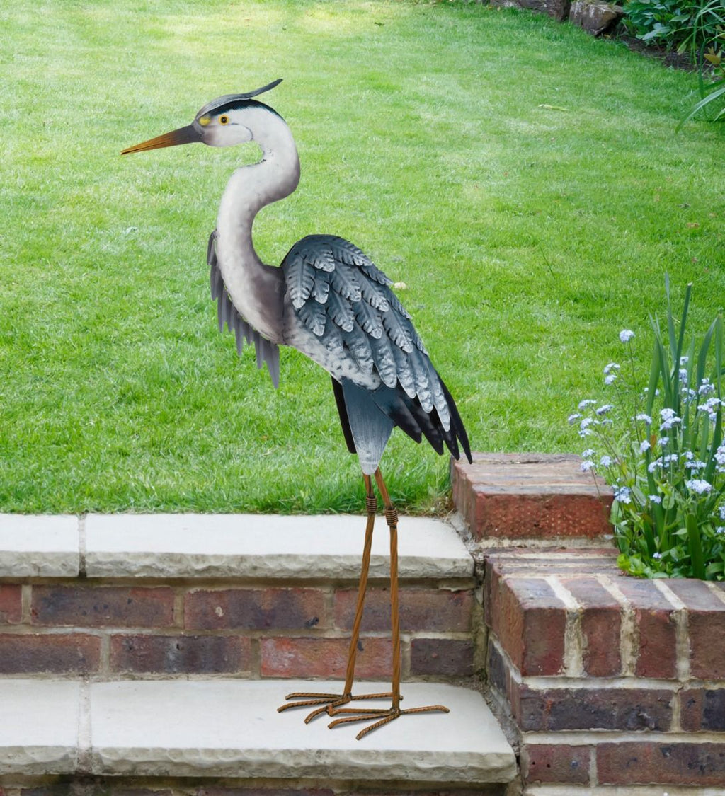 Blue Heron with Head Down Statue