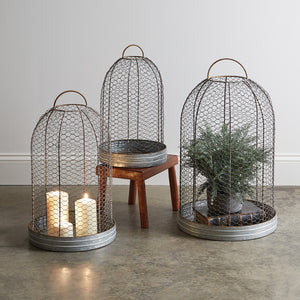 Wire Mesh Cloches with Bases - Set of Three