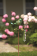 Teal Bird Garden Stake Rain Gauge