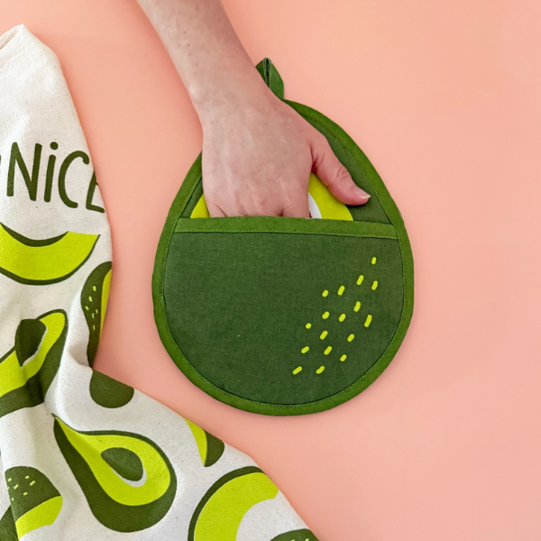 Avocado Pot Holder with Pocket