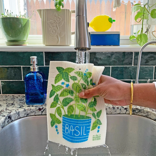 "Fresh Herbs" Sponge Cloth Set of 3- Basil, Dill & Mint