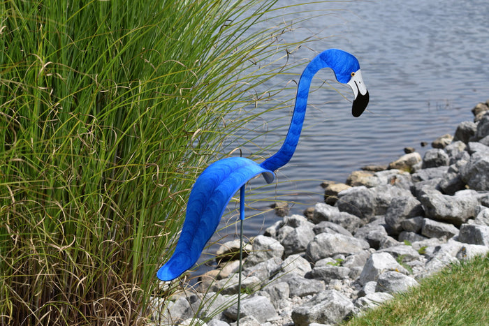 Flamingo Dancing Bird Wind Stake - Blue
