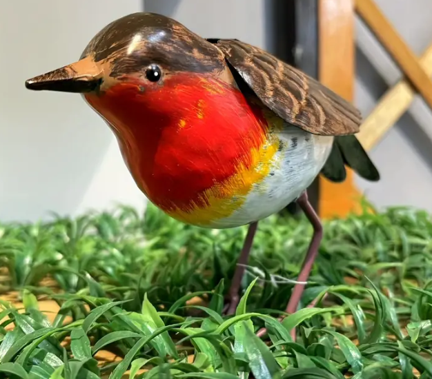 Metal Rose-breasted Grosbeak Replica Figurine