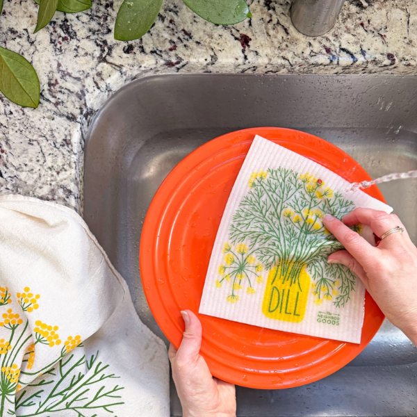 "Fresh Herbs" Sponge Cloth Set of 3- Basil, Dill & Mint