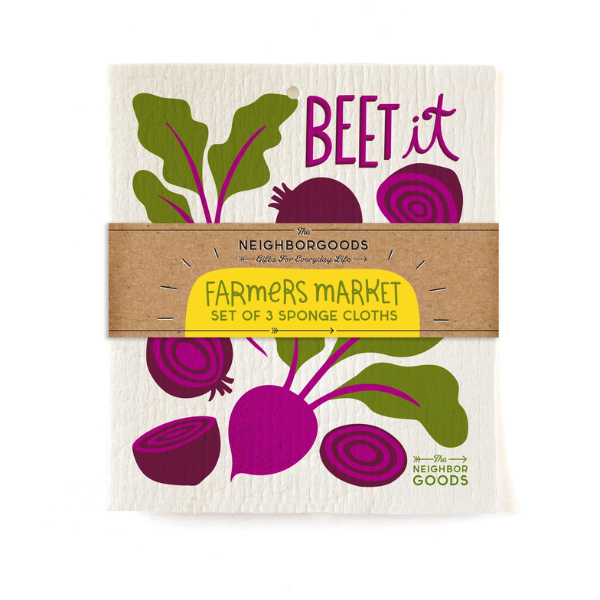 "Farmers Market" Sponge Cloth Set of 3- Beet, Pickle & Tomato