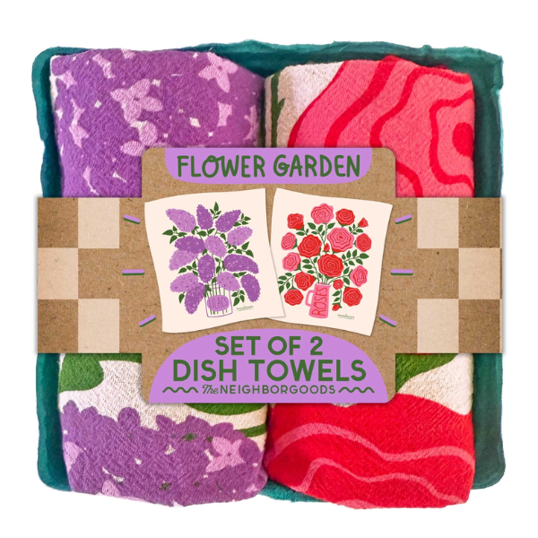 "Flower Garden" Tea Towels Set of 2 - Lilacs & Roses