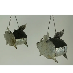 Flying Pig Hanging Planters - Set of Two