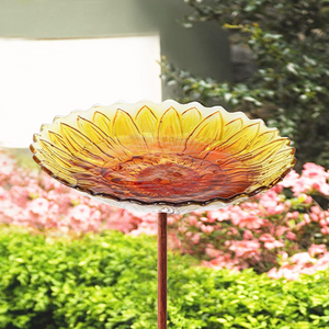 Glass Sunflower Bird Bath Garden Stake