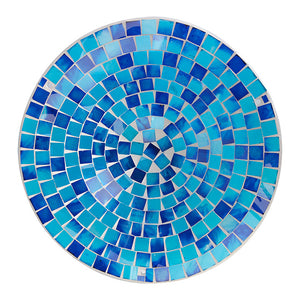 Glass Mosaic Bird Bath with Steel Stand, Blue