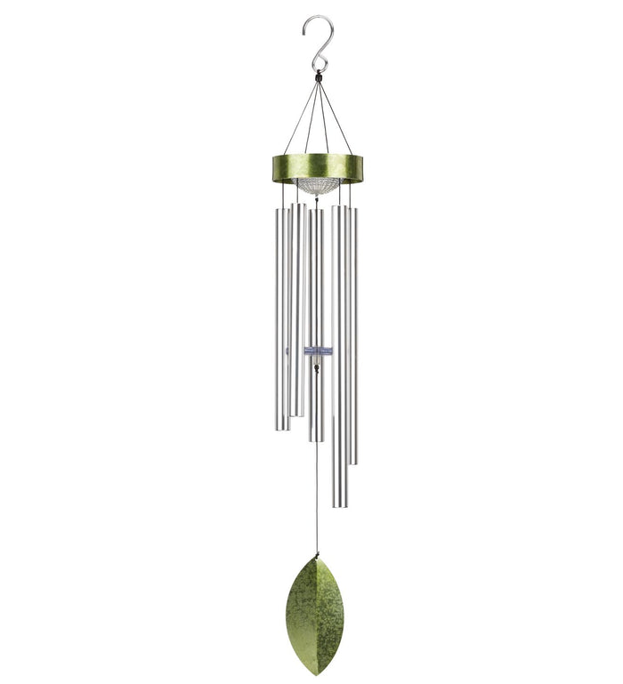 Solar Chime with Green Leaf, 42"