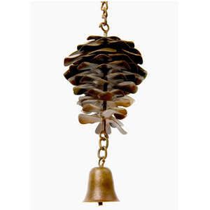 Hanging Pine Cone with Bell Ornament