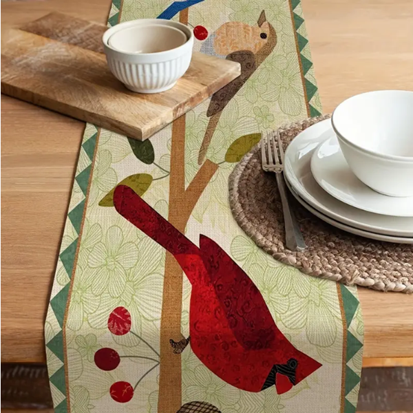 Happy Birds on Branch Table Runner