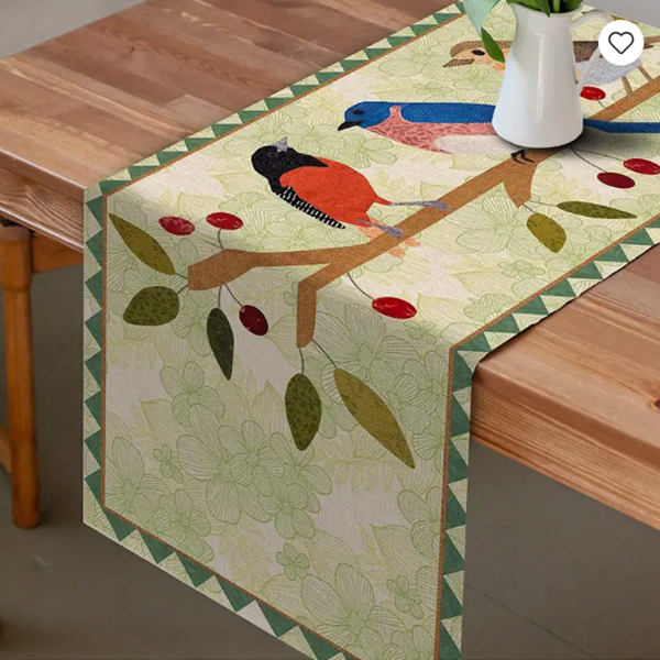Happy Birds on Branch Table Runner