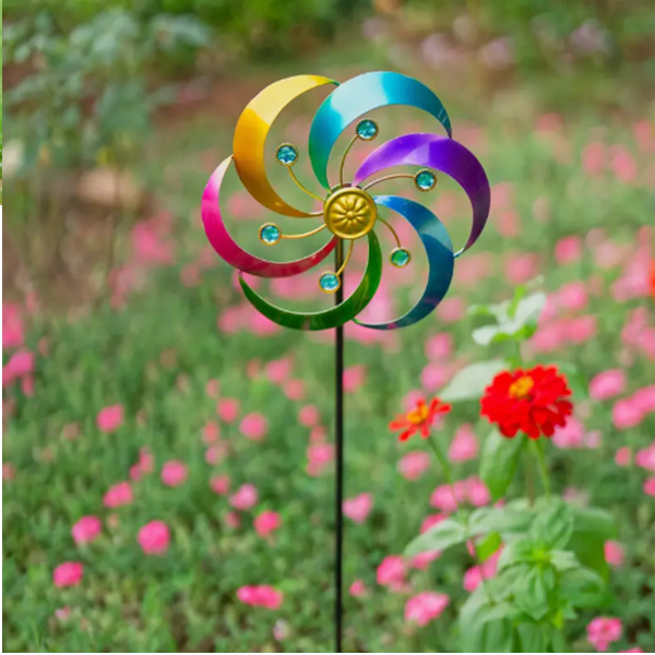 Jewel Tone Flower Wind Spinner