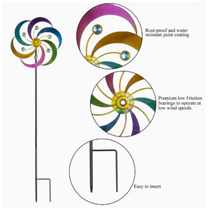 Jewel Tone Flower Wind Spinner