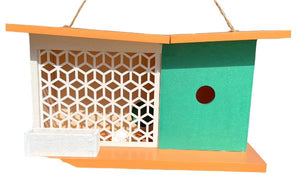 Mid-Century Modern White Lattice Bird House