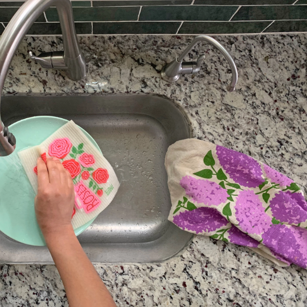 "Flower Garden" Tea Towels Set of 2 - Lilacs & Roses