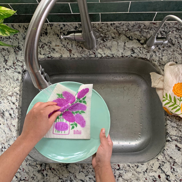 "Edible Flowers" Sponge Cloth Set of 3- Lilac, Marigold & Rose