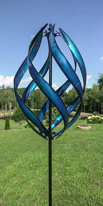 Kinetic Stratus Vertical Wind Spinner - Blue, 85.5" H