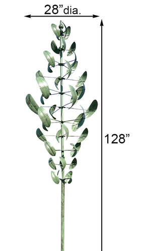 Kinetic Grande Vertical Leaves Wind Spinner - Verde, 128" H