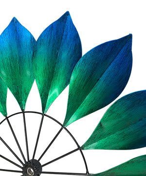 Blue and Green Flower Kinetic Monterey Wind Spinner - 93" H