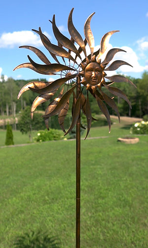 Kinetic Sunburst Wind Spinner - Copper-Colored, 84" H