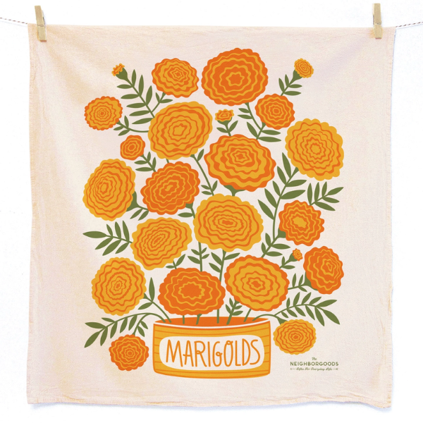 "Mari Berry" Tea Towels Set of 2- Marigolds & Strawberries