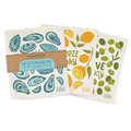 "Mediterranean" Sponge Cloth Set of 3- Oyster, Lemon and Olives