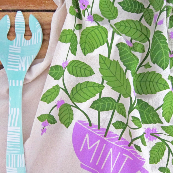 "Fresh Herbs" Tea Towels Set of 2- Basil & Mint
