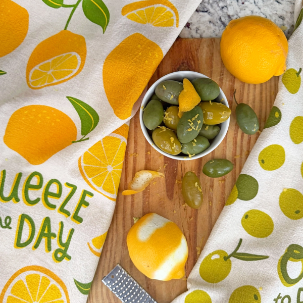 "Olives with a Twist" Tea Towels Set of 2- Olives & Lemons
