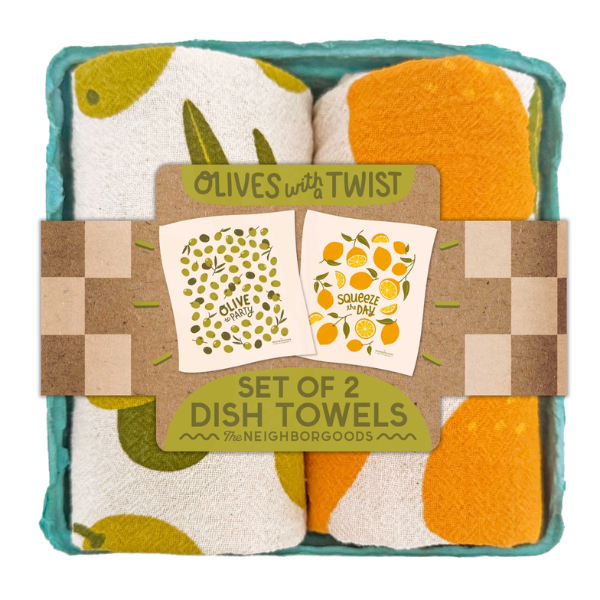 "Olives with a Twist" Tea Towels Set of 2- Olives & Lemons