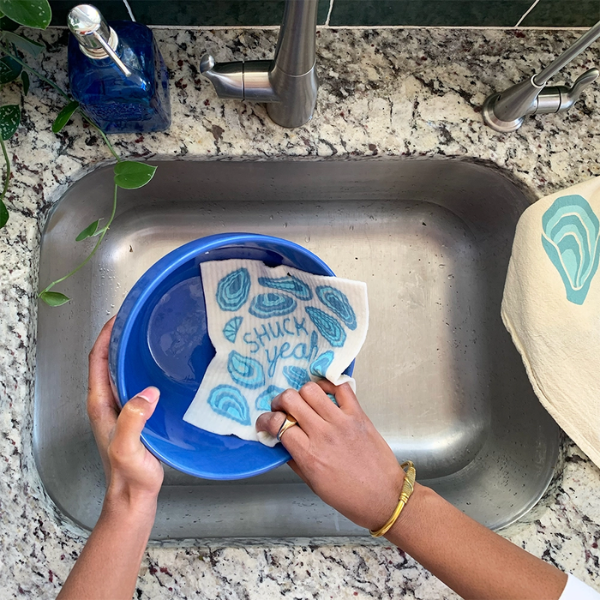 "Mediterranean" Sponge Cloth Set of 3- Oyster, Lemon and Olives