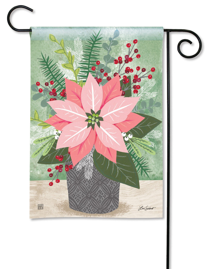 Pretty In Pink Poinsettia Garden Flag