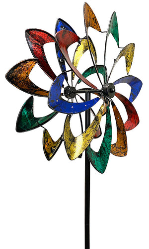 Kinetic Petals Wind Spinner with LEDs - Multicolor, 75" H