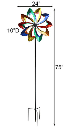 Kinetic Petals Wind Spinner with LEDs - Multicolor, 75" H