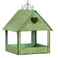 Rustic Fly-Through Bird Feeder with Heart, Green