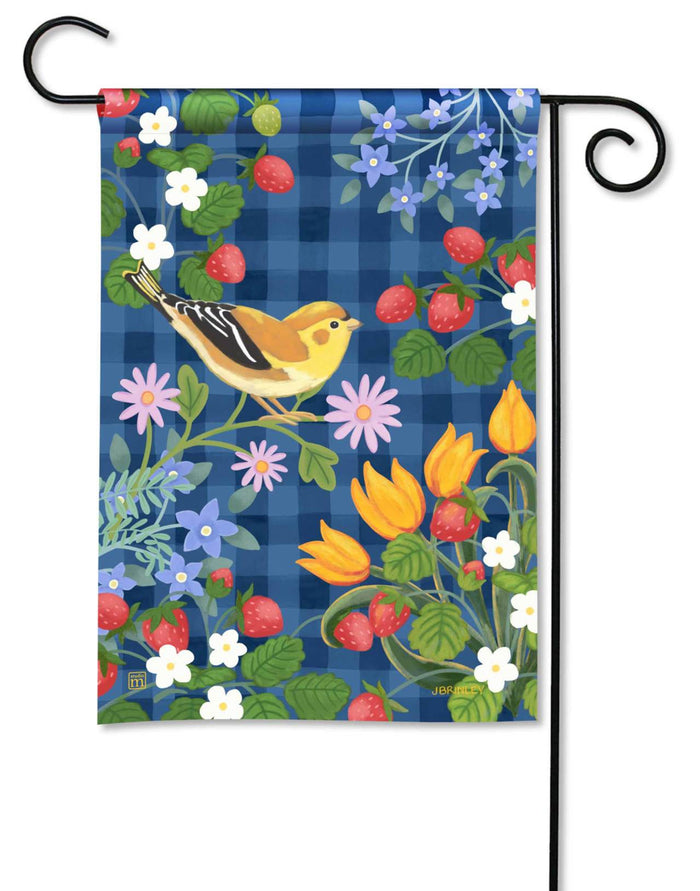 Strawberry Floral Garden Flag