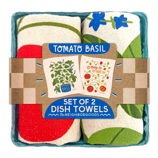 "Fresh Garden" Tea Towels Set of 2 - Tomato and Basil