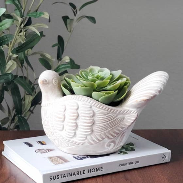 dove planter with succulents Turtle Dove Handmade Terracotta Planter – Sunny with Thunderstorms