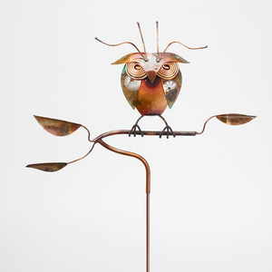 Copper Owl Garden Ornament on Stake