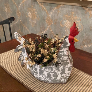 Weathered White Galvanized Metal Rooster Planter