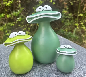 Silly Wide-Mouth Resin Frog Figurines, set of 3