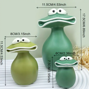 Silly Wide-Mouth Resin Frog Figurines, set of 3