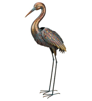 Copper Patina Crane Statue
