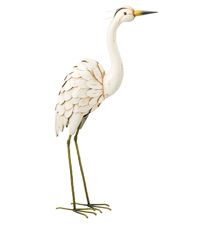 Snowy Egret with Head Up Statue